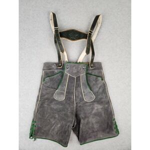 Vtg German Lederhosen Suede Leather Bavarian Shorts Octoberfest Suspenders SMALL